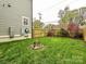 Lush backyard with green grass, wooden fence, and stone-ringed fire pit at 2518 Pinckney Ave, Charlotte, NC 28205