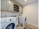 Well-equipped laundry room with washer, dryer, cabinets, and tiled floor at 2518 Pinckney Ave, Charlotte, NC 28205