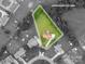 An aerial view of the property highlighting lot lines, landscaping, and charming single-Gathering home in a peaceful neighborhood at 3537 Heather Ln, Gastonia, NC 28056