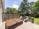 Backyard deck features a hot tub and seating, offering a relaxing outdoor retreat at 4925 Cedar Forest Dr, Charlotte, NC 28226