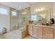 Bathroom with a glass shower and granite countertops on the vanity at 499 Granite Lake Ct, Denver, NC 28037