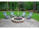 Relaxing backyard fire pit with seating, creating a cozy outdoor gathering space on a circular stone patio at 516 Amanda Dr, Weddington, NC 28104