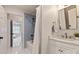 Bathroom with a combination shower and tub, featuring subway tile and a modern vanity at 5917 Bridger Ct, Charlotte, NC 28211