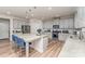 A modern kitchen with gray cabinets, stainless steel appliances, and a spacious granite island at 10045 Carousel Corral Dr, Midland, NC 28107
