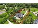 Stunning aerial view of a luxury home featuring a private pool and beautifully landscaped grounds at 106 Kent Ct, Mooresville, NC 28117