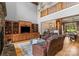 Comfortable living room with built-in entertainment center and wooden columns at 106 Kent Ct, Mooresville, NC 28117