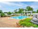 A backyard pool with a patio features landscaping and provides an outdoor entertainment and relaxation space at 111 Gordon Ave, Shelby, NC 28152
