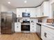 Modern kitchen with stainless steel appliances, sleek white cabinetry, and ample counter space at 1152 Penrose Ln, Charlotte, NC 28217