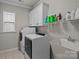 Convenient laundry room with modern washer and dryer, storage cabinets, and a utility sink at 16034 Rushwick Dr, Huntersville, NC 28078