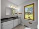 Bathroom featuring stylish vanity, granite countertops, and a large window at 1810 Country Manor Ln # 34, Rock Hill, SC 29730