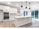 Modern kitchen with white cabinets, stainless steel appliances, a spacious island, and sliding glass doors to deck at 236 Wheatfield Dr # 102P, Statesville, NC 28677