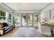 Bright home office with large windows, a desk, and a view of the backyard at 343 Melbourne Ct, Charlotte, NC 28209