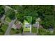 Aerial view of a home with a backyard deck and a well-maintained lawn, surrounded by trees and neighborhood streets at 3615 Kempton Pl, Charlotte, NC 28208