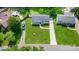 An aerial view shows a well-maintained home with a spacious yard and long drive leading to the side of the house at 3615 Kempton Pl, Charlotte, NC 28208