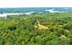 An aerial view of a home surrounded by lush greenery and a nearby lake at 51 Emily Ln, Taylorsville, NC 28681