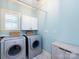 Well-lit laundry room featuring a Bosch washer and dryer, storage, and a window for natural light at 5816 Valley Stream Trl, Waxhaw, NC 28173