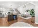 Open-concept living space with modern kitchen, living room, and staircase at 73 41St Nw Ave, Hickory, NC 28601