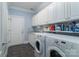 Bright laundry room features modern appliances, ample storage and a large folding counter at 18118 Pompano Pl, Cornelius, NC 28031