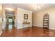Spacious living area featuring hardwood floors and neutral paint at 1905 Yellow Daisy Dr, Matthews, NC 28104