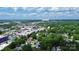 Enjoy an aerial view with NoDa in the background; home location marked with red arrow at 2117 Yadkin Ave, Charlotte, NC 28205