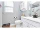 Clean bathroom with a white vanity, toilet, and a window with natural light at 2117 Yadkin Ave, Charlotte, NC 28205