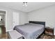 Light and bright bedroom with hard wood floors and neutral gray walls at 2117 Yadkin Ave, Charlotte, NC 28205