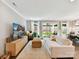 Bright open concept living area with a view to the fenced backyard and dining area at 2517 Marlowe Ave, Charlotte, NC 28208