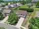 Aerial view of a two-story home with a large front yard and mature trees at 3015 Liddington Rd, Matthews, NC 28105