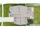 Aerial view of the house, showing the roof, patio area with trampoline, and surrounding green lawn at 4029 Spring Garden St, Fort Mill, SC 29715