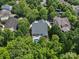 Aerial shot of the home, landscaped yard, and serene swimming pool at 5005 Hedgebrook Ln, Waxhaw, NC 28173