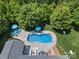 Aerial view of the backyard, showcasing the pool and outdoor seating areas at 5005 Hedgebrook Ln, Waxhaw, NC 28173