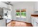 Eat-in kitchen featuring butcher block counters, stainless steel appliances, and a large backyard view at 233 Sellars Rd, Kings Mountain, NC 28086