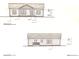 Detailed blueprint showing front and rear elevations of a cozy home with vinyl siding and an inviting front porch at 32874 Old Salisbury Rd, Albemarle, NC 28001