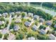 Neighborhood aerial view showing a community with homes and surrounding trees near a lake at 4392 Sunset Rose Dr, Fort Mill, SC 29708