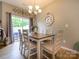 Charming dining room featuring a wooden table, stylish chandelier, and sliding glass doors to outdoor area at 54 Woodsdale Se Pl, Concord, NC 28025