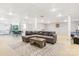 The finished basement is perfect for entertainment with comfortable seating and space for games at 6294 Southlake Dr, Hickory, NC 28601