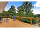 Expansive wooden deck providing gorgeous lake and tree views, perfect for relaxing or entertaining at 6294 Southlake Dr, Hickory, NC 28601