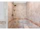 Updated shower with tiled walls and a built-in bench, offering a spa-like experience at 6294 Southlake Dr, Hickory, NC 28601