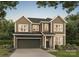 Two-story home with brown siding, a two-car garage, a landscaped yard and a dark roof and trim at 718 Lithia Inn Rd, Lincolnton, NC 28092