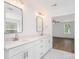 Bright bathroom featuring double vanity sinks, sleek countertops, and modern fixtures at 722 Lithia Inn Rd, Lincolnton, NC 28092