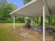 Carport or covered area with a tractor, tools, and mature trees at 1008 Midway Dr, Gastonia, NC 28054