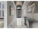 Elegant foyer featuring a decorative door, high ceilings, and stylish decor at 123 Sailview Rd, Mooresville, NC 28117