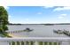 Scenic lake view from a balcony, featuring a private dock and boats on the water at 123 Sailview Rd, Mooresville, NC 28117