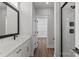 Modern bathroom with marble countertop, black hardware, and glass shower at 1644 Dresden St, Rock Hill, SC 29732