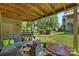 Relaxing covered patio featuring comfortable seating and views of a well-manicured lawn at 2533 Stockbridge Dr, Charlotte, NC 28210