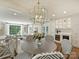 Bright dining area features a round table, stylish chairs, and a modern chandelier with open access to the living space at 2919 Wickersham Rd, Charlotte, NC 28211