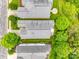 Aerial view of homes with well-maintained lawns, mature trees, and grey roofs at 539 Turquoise Way, Fort Mill, SC 29708