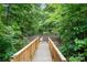 Picturesque wooden walkway through a verdant wooded area at 6873 Pine Moss Ln, Clover, SC 29710