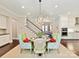 Inviting dining area with a view of the staircase, kitchen and open-concept layout at 705 Vintage Creek Dr, Matthews, NC 28104