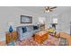 Comfortable living room with hardwood floors offering a view to the kitchen at 1729 Kensington Dr, Charlotte, NC 28205